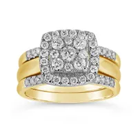 10K Yellow & White Gold Three Piece 1.00CTW Bridal Ring Set