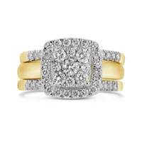 10K Yellow & White Gold Three Piece 1.00CTW Bridal Ring Set