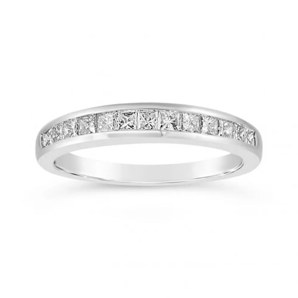 10K White Gold Princess Cut 0.50CTW Diamond Band