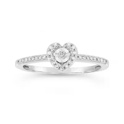 10K White Gold 0.15CTW Diamond Heart Promise Ring