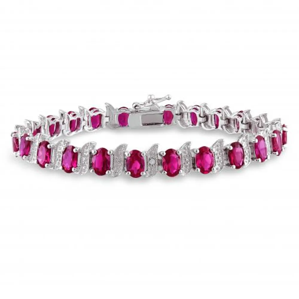 Julianna B Sterling Silver Created Ruby & Diamond Bracelet