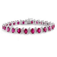 Julianna B Sterling Silver Created Ruby & Diamond Bracelet