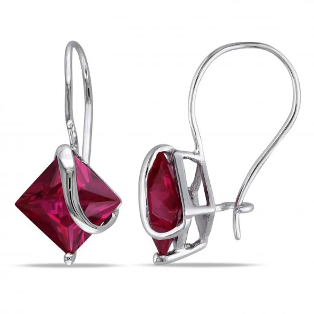 Julianna B 10K White Gold Created Ruby Earrings