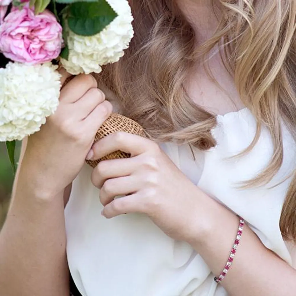 Julianna B Sterling Silver Created Ruby & Created White Sapphire Bracelet