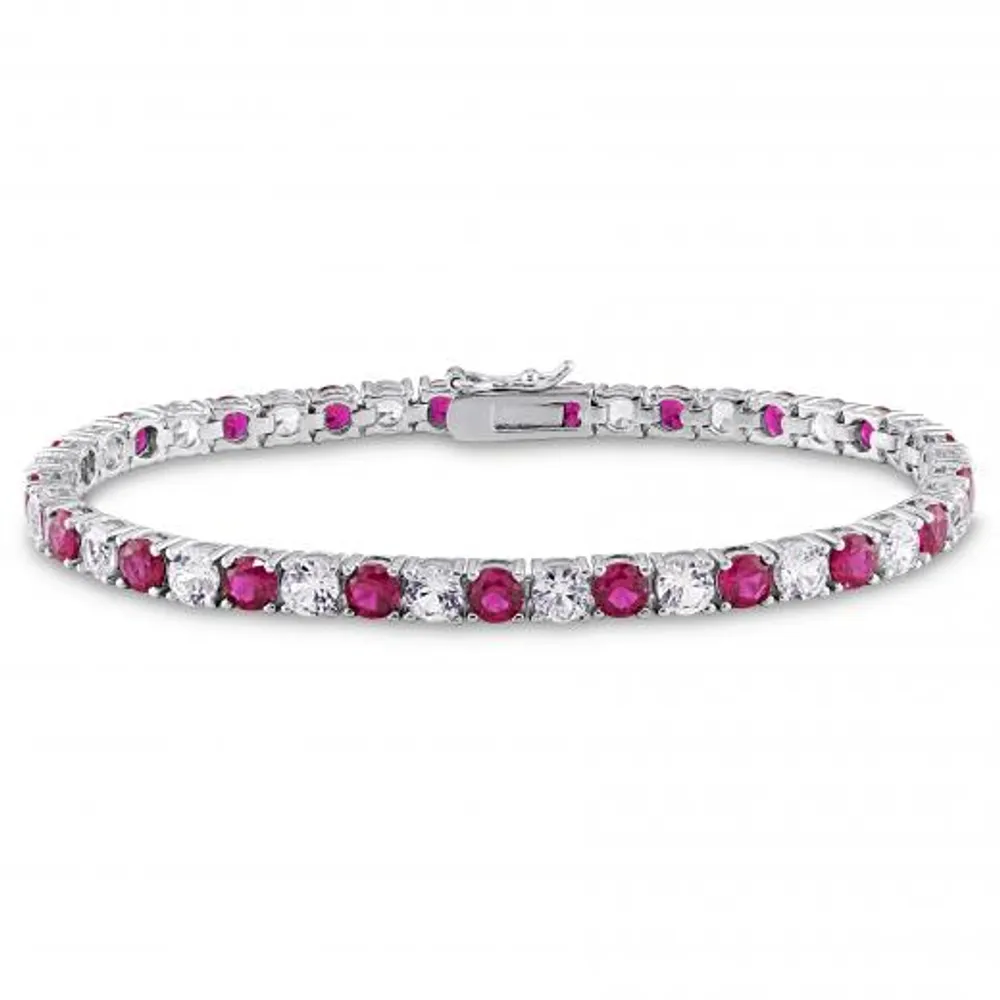 Julianna B Sterling Silver Created Ruby & Created White Sapphire Bracelet