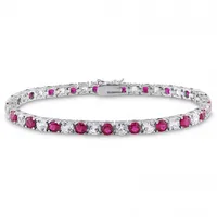 Julianna B Sterling Silver Created Ruby & Created White Sapphire Bracelet