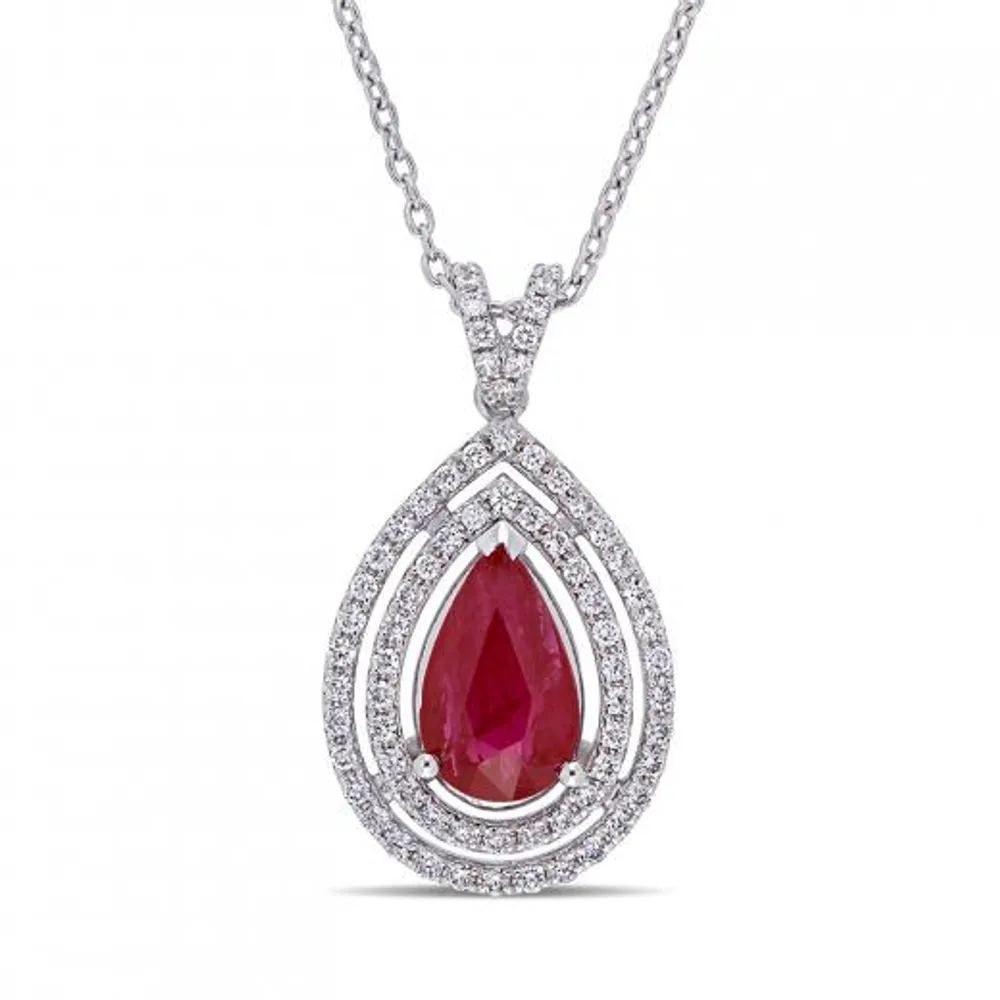 Julianna B 18K White Gold Ruby & Diamond Pendant