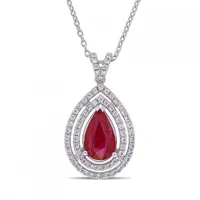 Julianna B 18K White Gold Ruby & Diamond Pendant