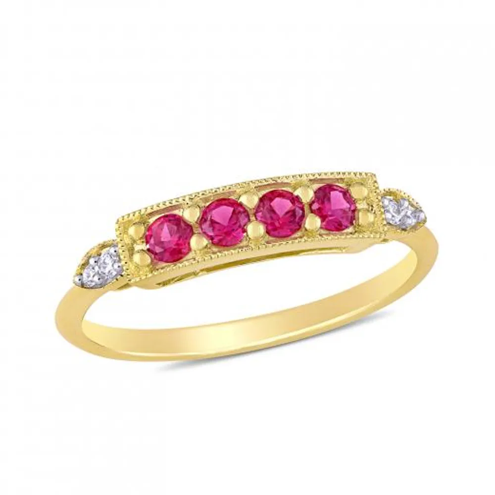 Julianna B 10K Yellow Gold Ruby & Diamond Ring