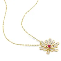 Julianna B 10K Yellow Gold Ruby & White Topaz Pendant