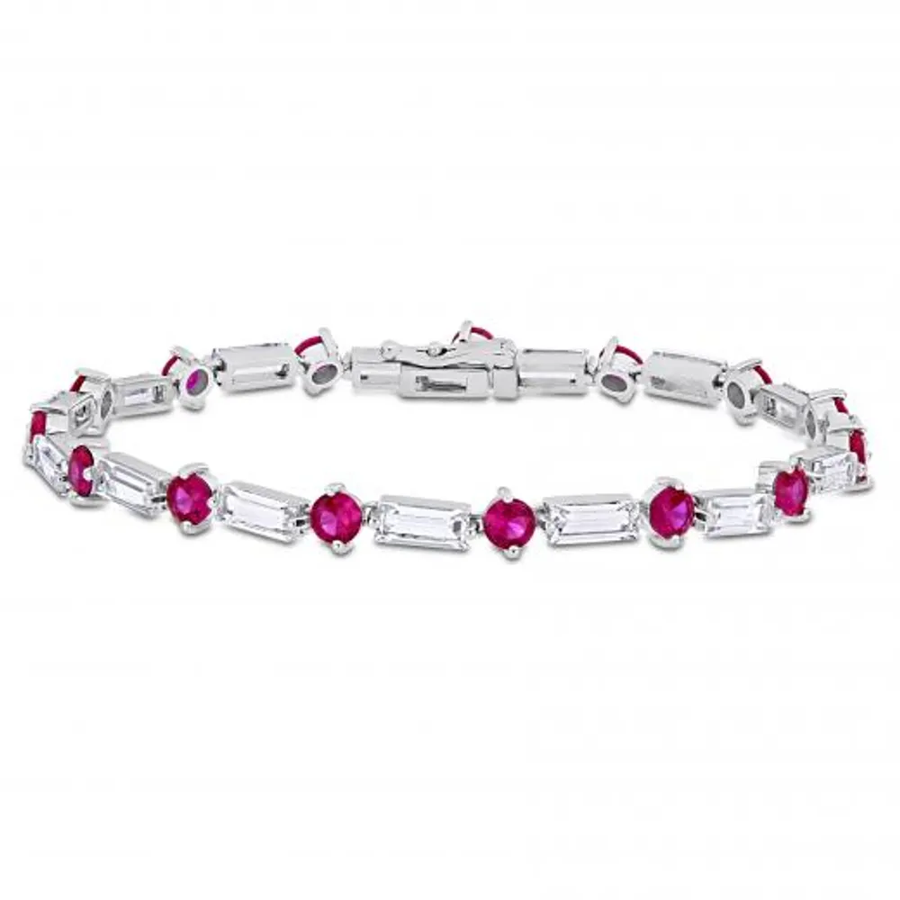 Julianna B Sterling Silver Created Ruby & Created White Sapphire Bracelet