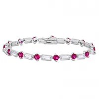 Julianna B Sterling Silver Created Ruby & Created White Sapphire Bracelet