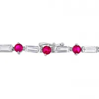 Julianna B Sterling Silver Created Ruby & Created White Sapphire Bracelet