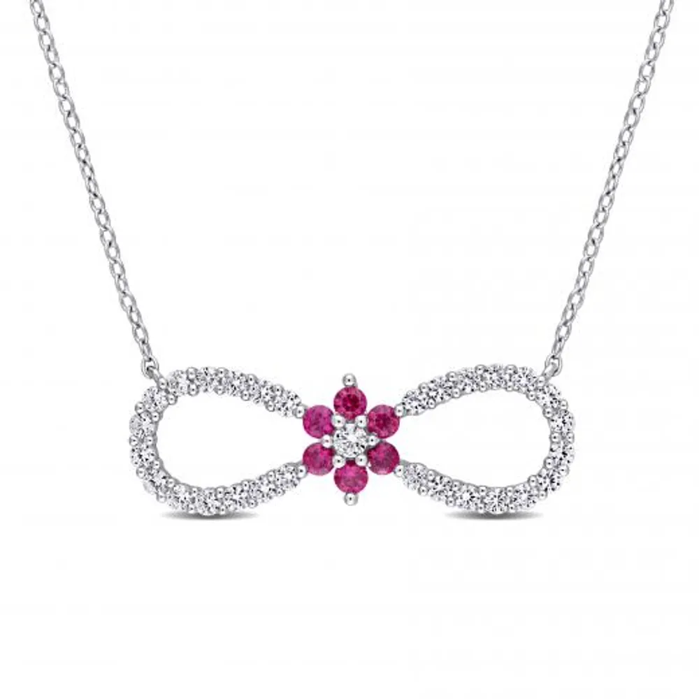 Julianna B Sterling Silver Created Ruby & Created White Sapphire Pendant