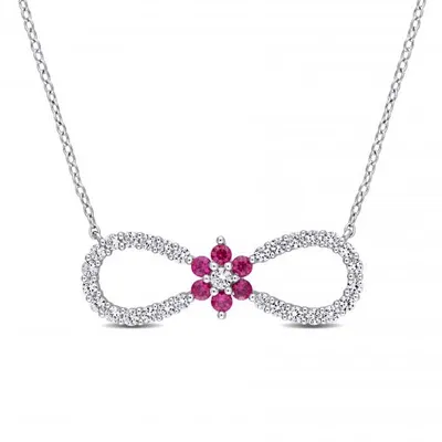Julianna B Sterling Silver Created Ruby & Created White Sapphire Pendant