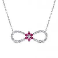 Julianna B Sterling Silver Created Ruby & Created White Sapphire Pendant