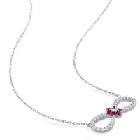 Julianna B Sterling Silver Created Ruby & Created White Sapphire Pendant