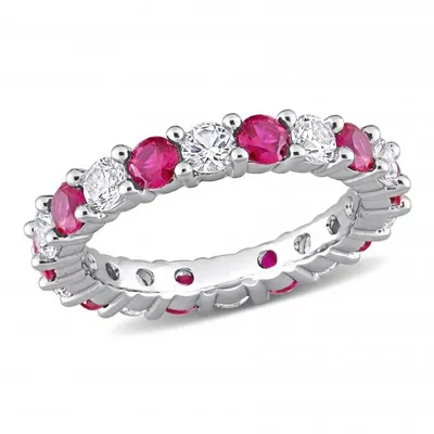 Julianna B Sterling Silver Created Ruby & Created White Sapphire Ring