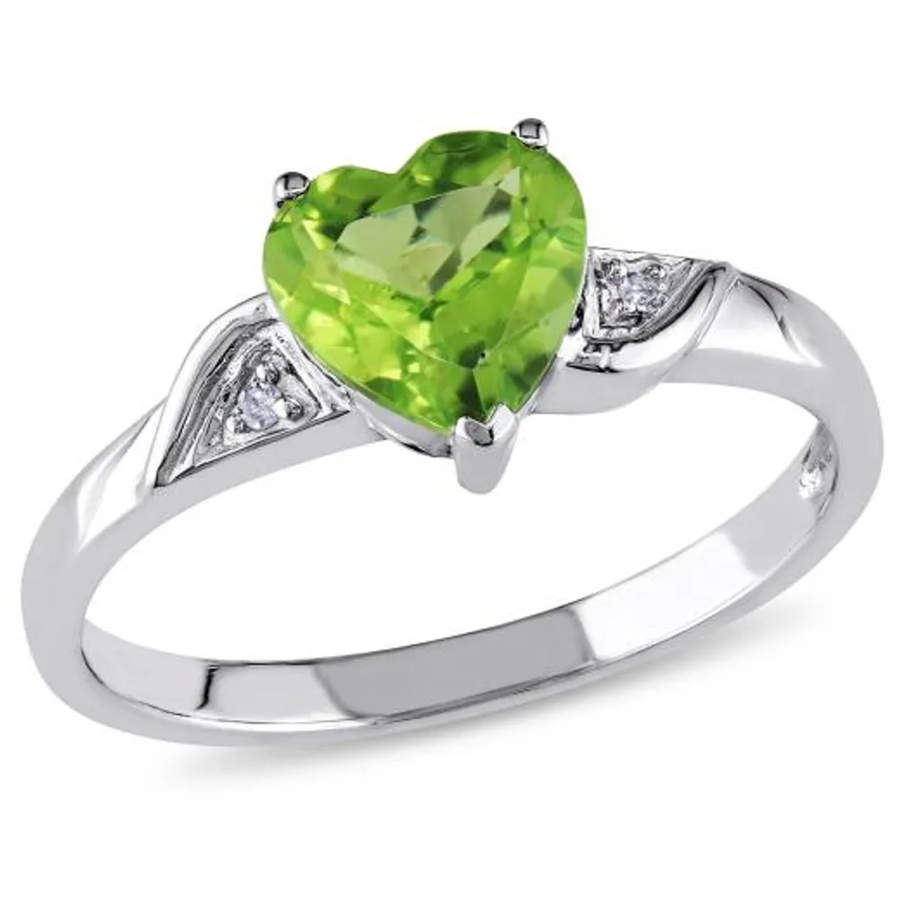 Julianna B 10K White Gold Peridot & Diamond Ring