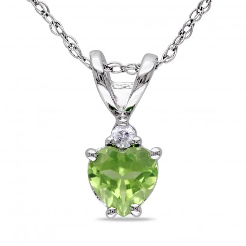 Julianna B 10K White Gold Peridot & Diamond Pendant