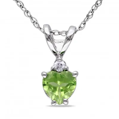 Julianna B 10K White Gold Peridot & Diamond Pendant