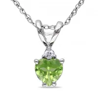 Julianna B 10K White Gold Peridot & Diamond Pendant