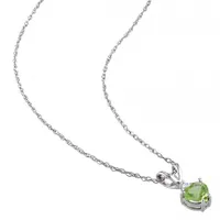 Julianna B 10K White Gold Peridot & Diamond Pendant