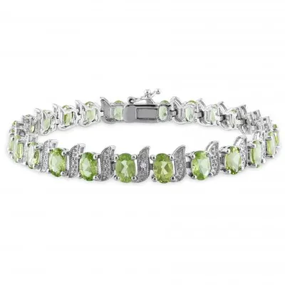 Julianna B Sterling Silver Peridot & Diamond Bracelet