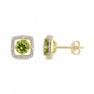 Julianna B 10K Yellow Gold Peridot & Diamond Earrings