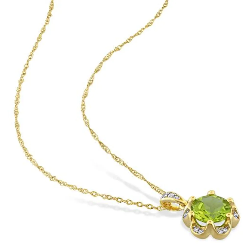 Julianna B 14K Yellow Gold Peridot & Diamond Pendant