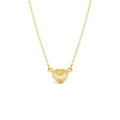 10K Gold 18" Heart Diamond Cut Necklace