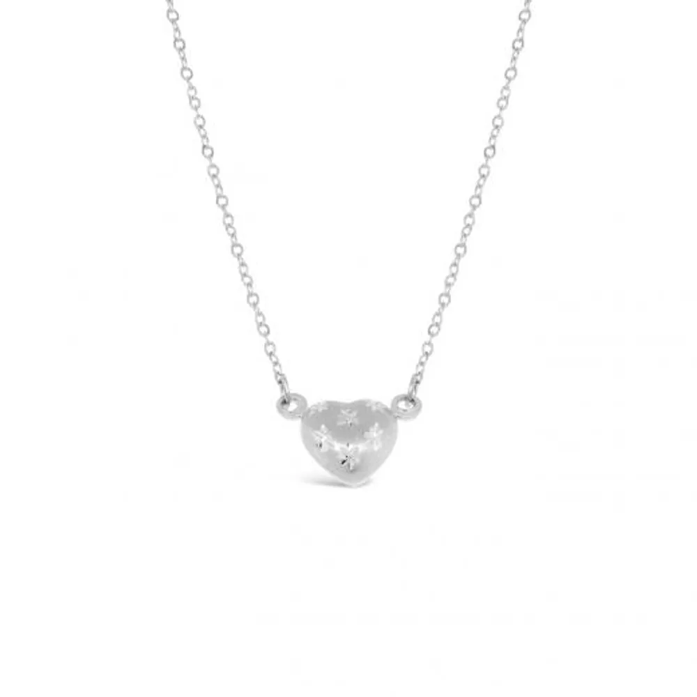 10K White Gold 18" Heart Diamond Cut Necklace