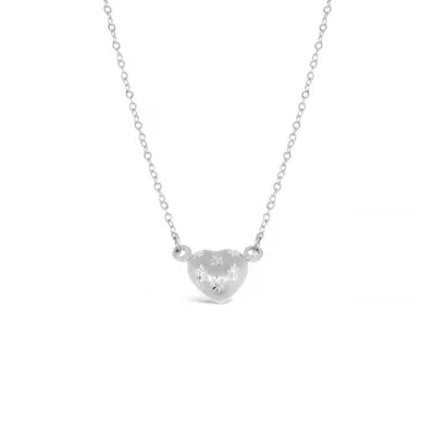 10K White Gold 18" Heart Diamond Cut Necklace