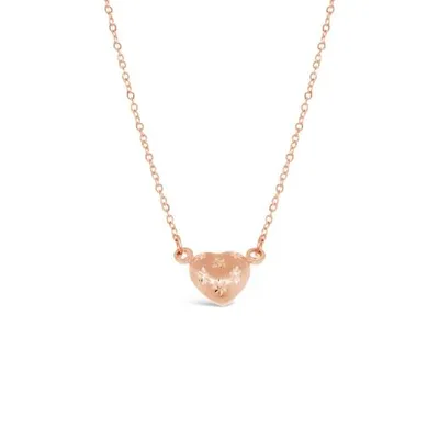 10K Rose Gold 18" Heart Diamond Cut Necklace