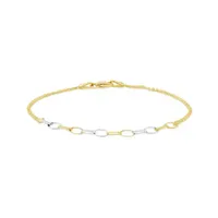 10K Yellow and White Gold 7.75" Circles Chain Bracelet