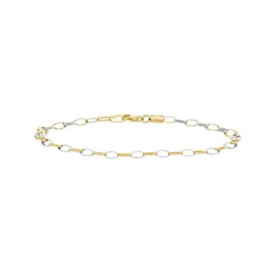 10K Yellow and White Gold 7.25" Rolo Chain Bracelet