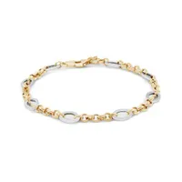 10K Yellow and White Gold 8" Mix Rolo Chain Bracelet