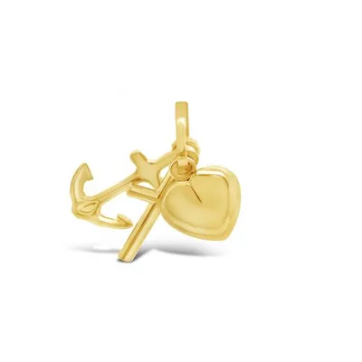 10K Yellow Gold Heart, Anchor, Cross Pendant