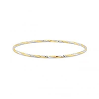 10K Yellow and White Gold 65mm Twisted Slip-On Bangle