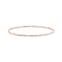 10K Rose and White Gold 65mm Twisted Slip-On Bangle