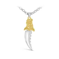 Sterling Silver Sawtooth Dagger Pendant with 24" Rolo Chain