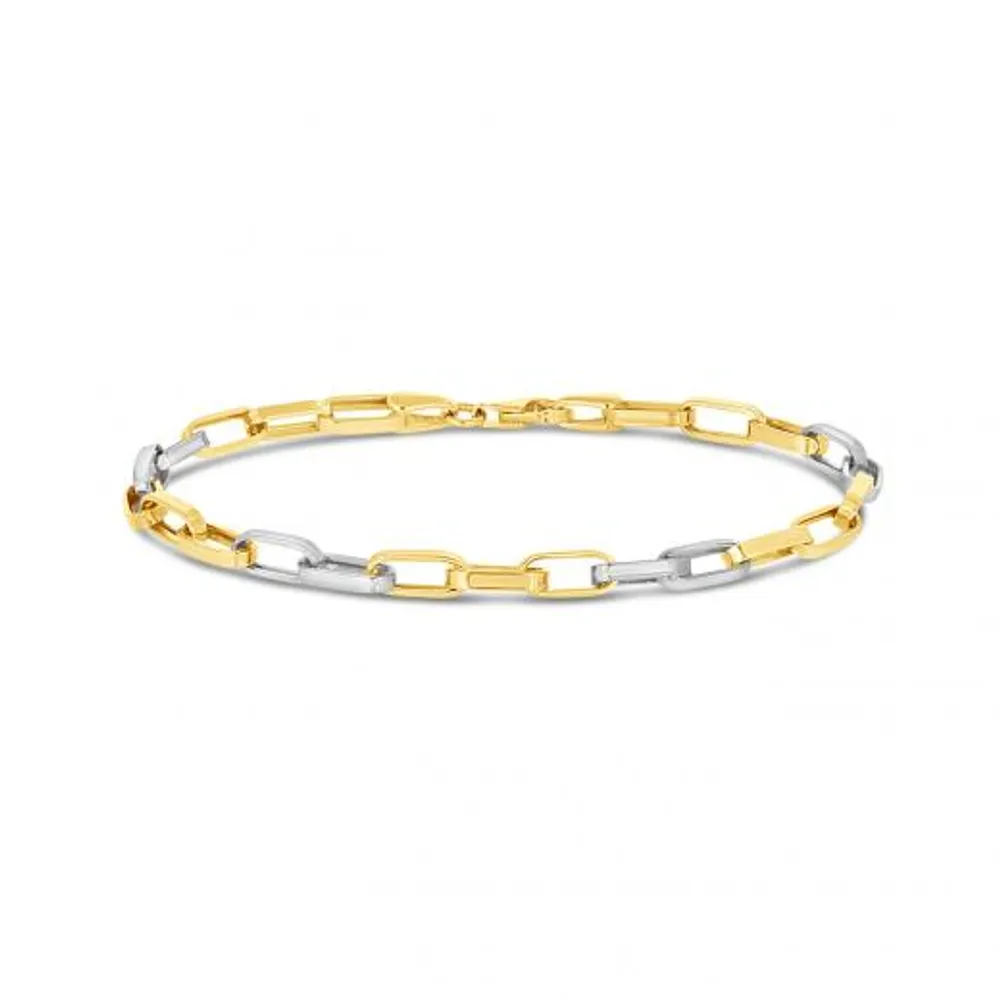 10K Yellow and White Gold 7.25" Rolo Chain Bracelet