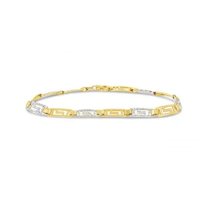 10K Yellow and White Gold 7.25" Greek Bracelet