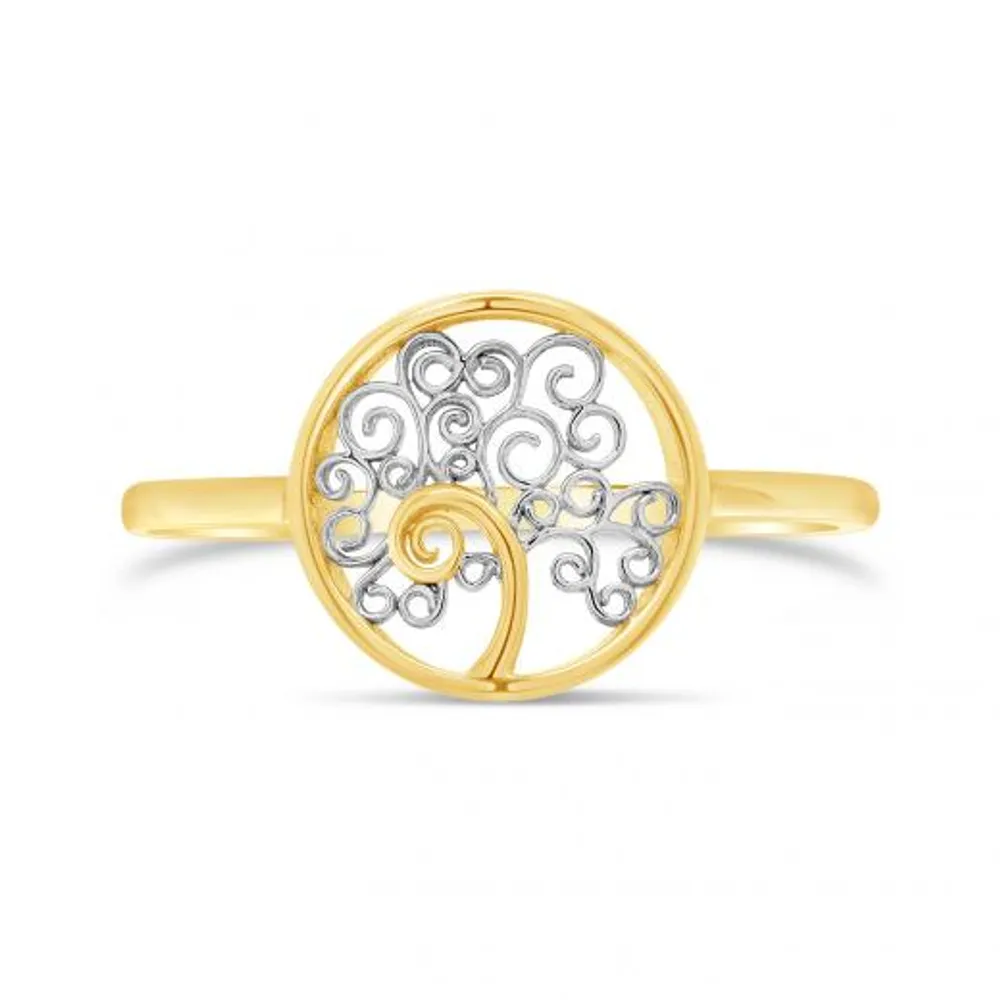 10K Yellow and White Gold Tree of Life Ring