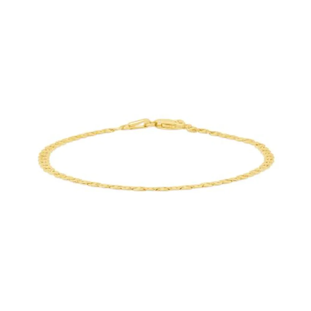 10K Yellow Gold 7.5" 2mm Flat Concave Anchor Bracelet