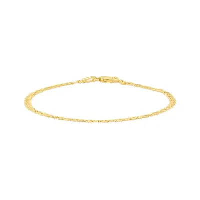 10K Yellow Gold 7.5" 2mm Flat Concave Anchor Bracelet