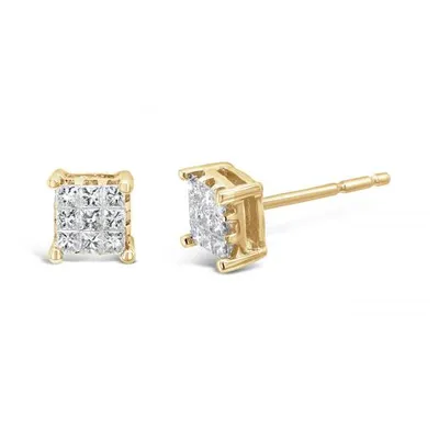 10K Yellow Gold Princessa 0.25CTW Diamond Earrings