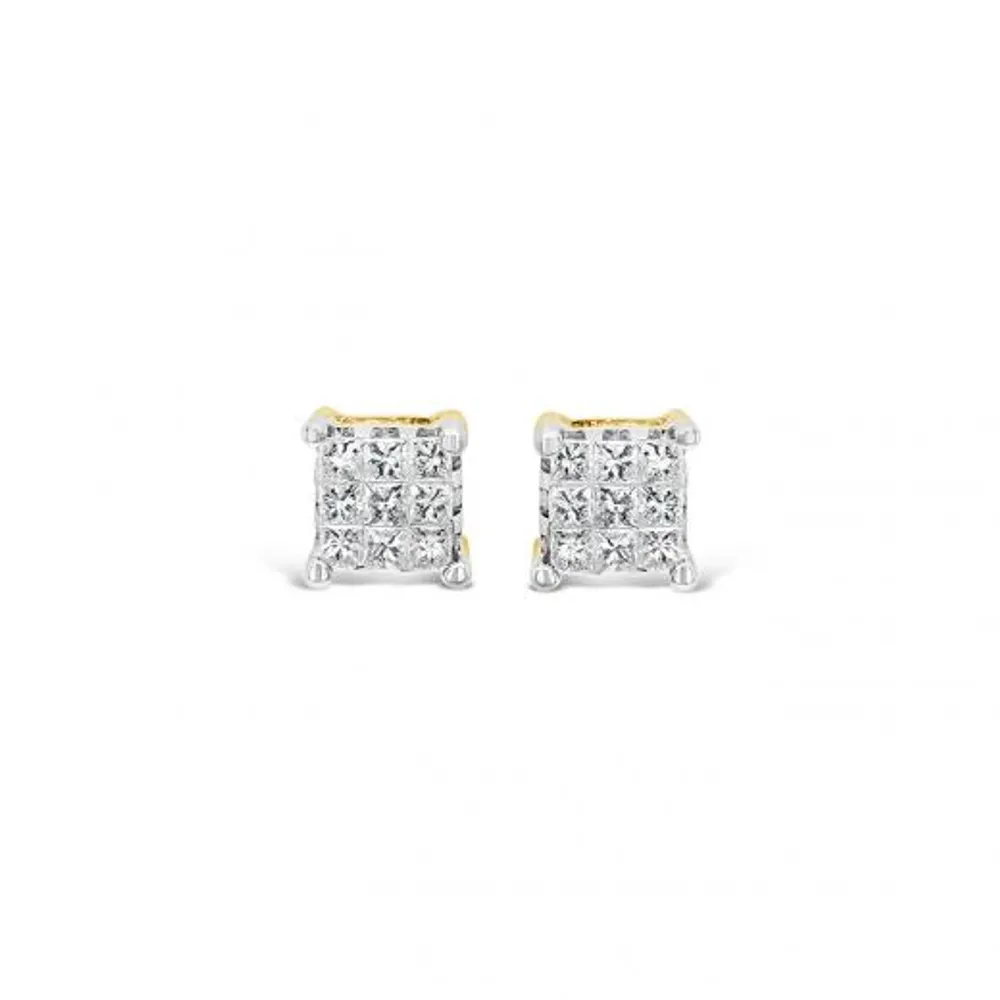 10K Yellow Gold Princessa 0.25CTW Diamond Earrings