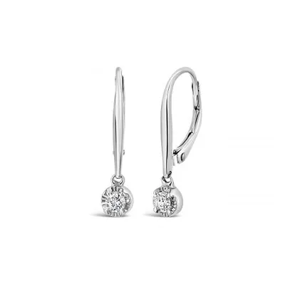 10K White Gold 0.24CTW Diamond Drop Earrings