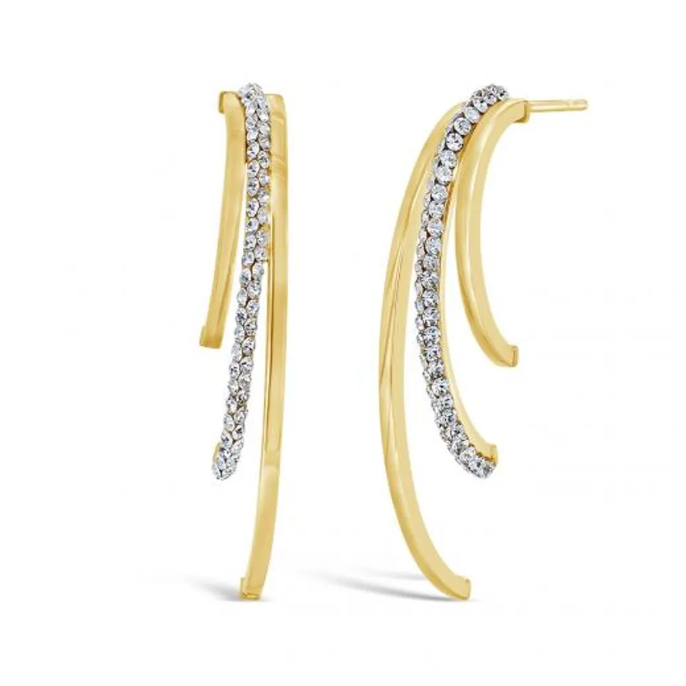 10K Yellow Gold Crystals Wing Earrings